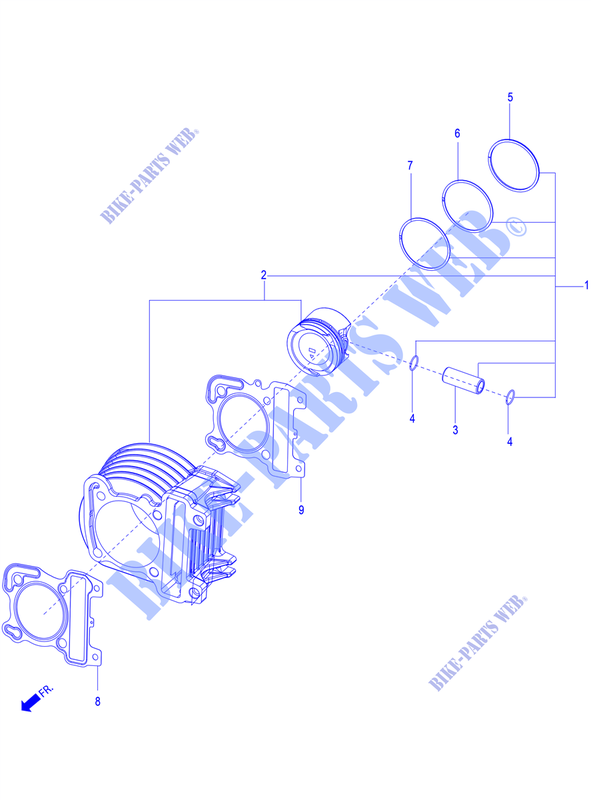Gruppo cilindro pistone spinotto per Aprilia SR 125 HE CARB 2019
