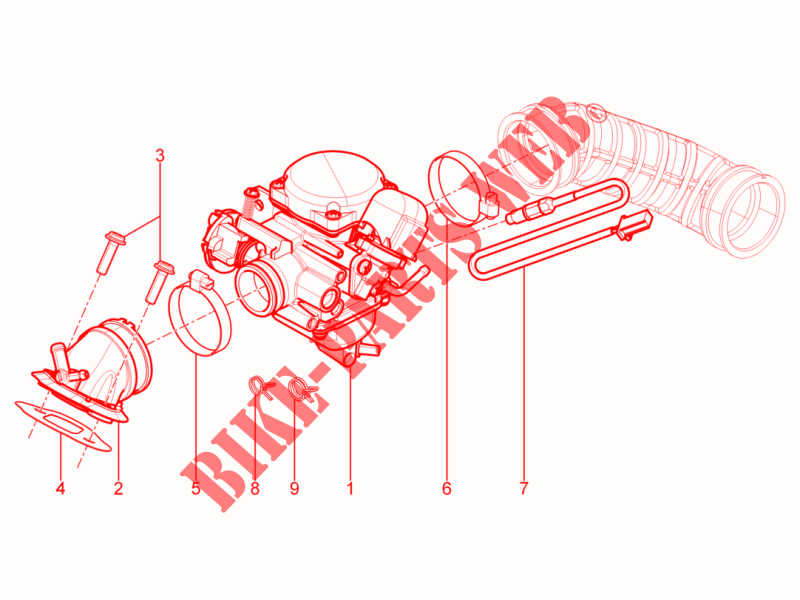 Carburatore completo   Raccordo di ammissione per Aprilia SR Motard 4T E3 2014
